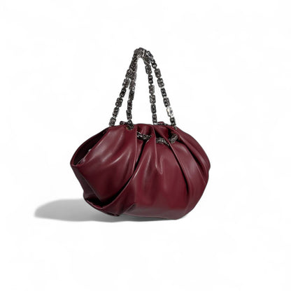 🍷 Givenchy Burgundy Chain-Handle Handbag – Bold, Sculptural & Couture ✨