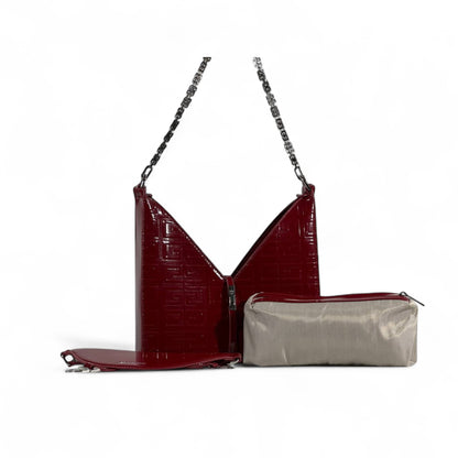 🍷 Givenchy Burgundy V-Cut Chain Shoulder Bag – Sleek, Modern & Couture ✨