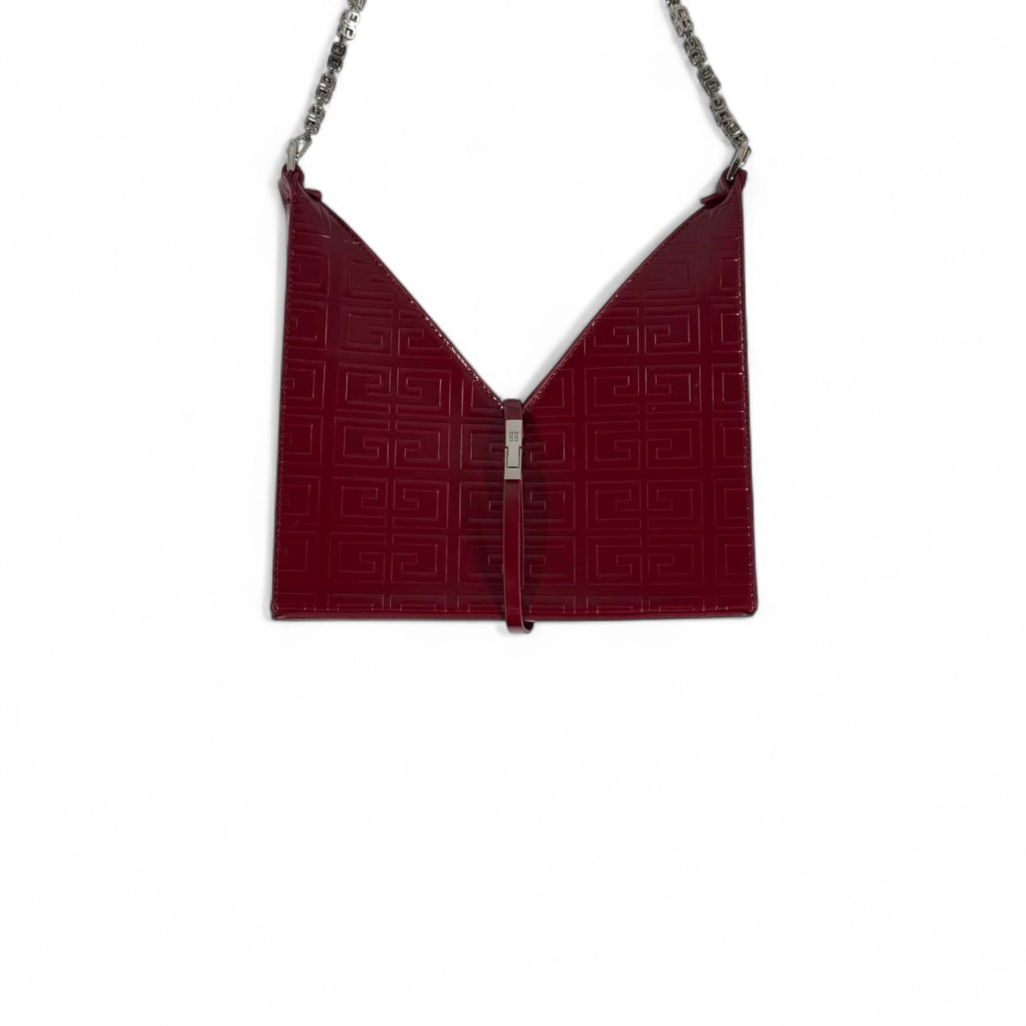 🍷 Givenchy Burgundy V-Cut Chain Shoulder Bag – Sleek, Modern & Couture ✨