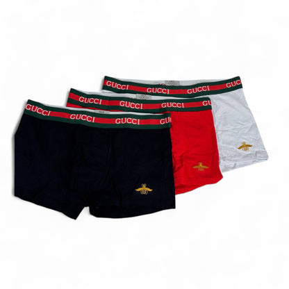 🐝 Gucci Men’s Boxer Set (3-Pack) – Iconic Logo Waistband Edition ✨