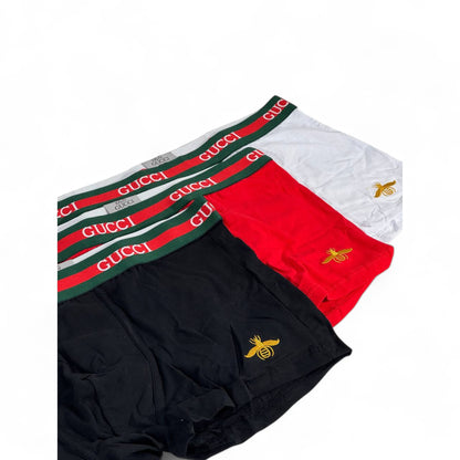 🐝 Gucci Men’s Boxer Set (3-Pack) – Iconic Logo Waistband Edition ✨