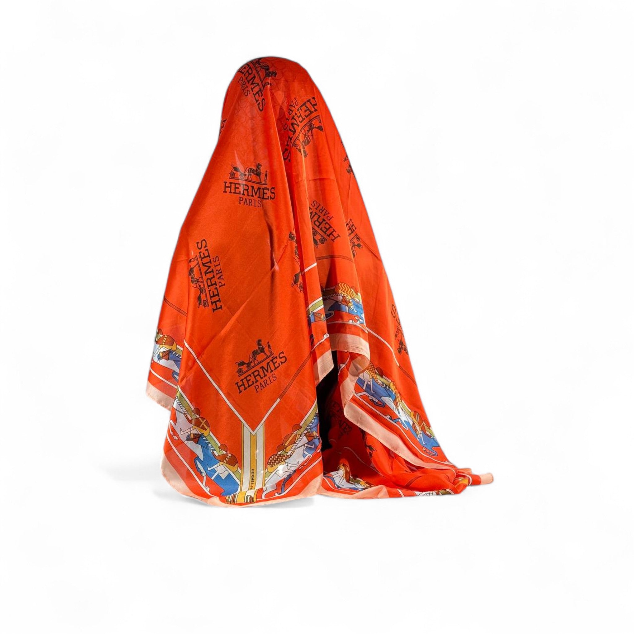🧡 Hermès Paris Silk Scarf – Iconic Orange Luxury ✨