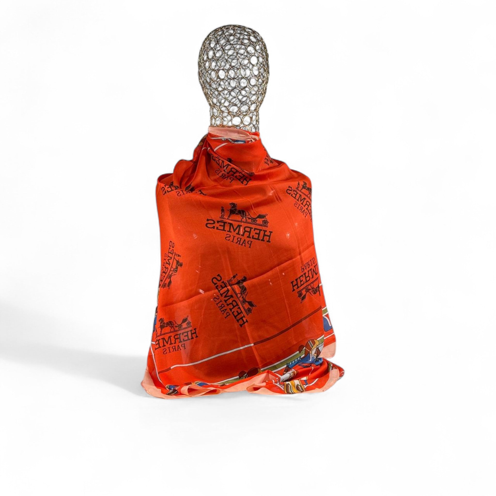 🧡 Hermès Paris Silk Scarf – Iconic Orange Luxury ✨
