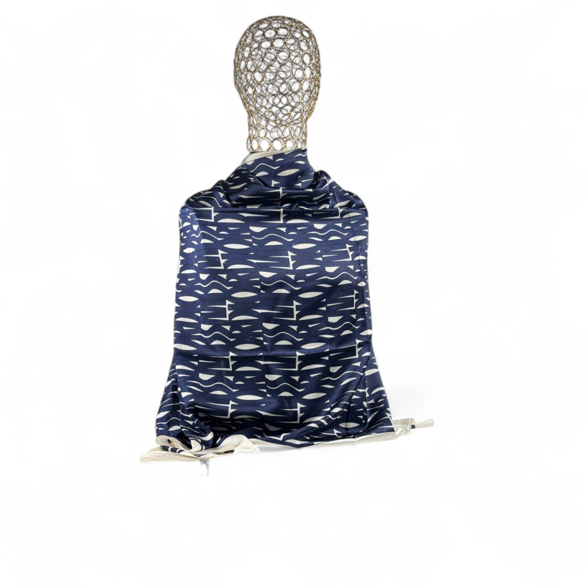 🌟 Dior Toile de Jouy Navy & Cream Silk Scarf – Timeless Parisian Icon ✨
