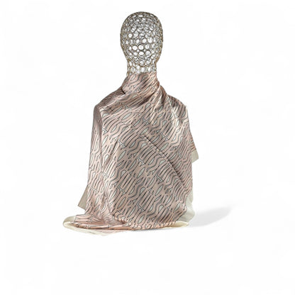 🌸 Dior Blush Pink Script Silk Scarf – Modern Elegance ✨