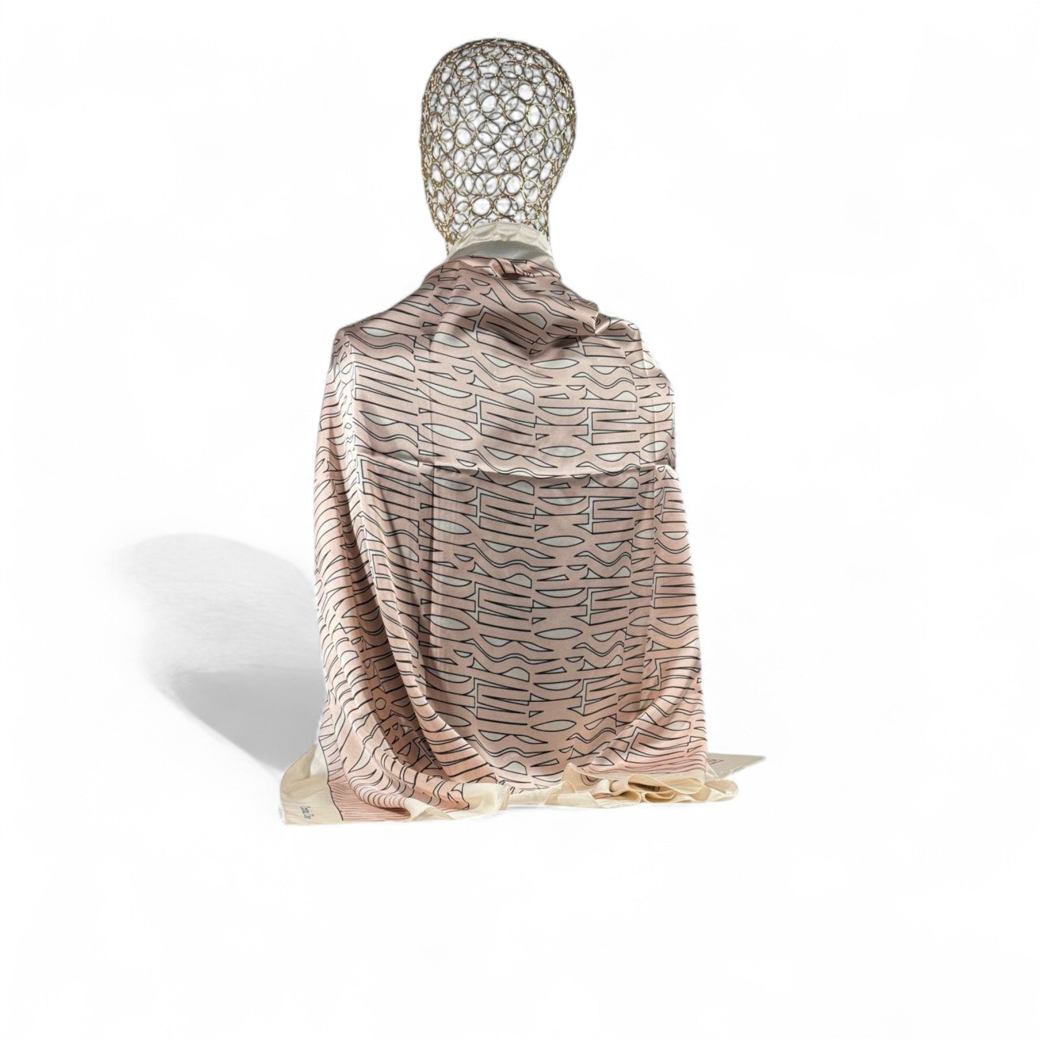 🌸 Dior Blush Pink Script Silk Scarf – Modern Elegance ✨