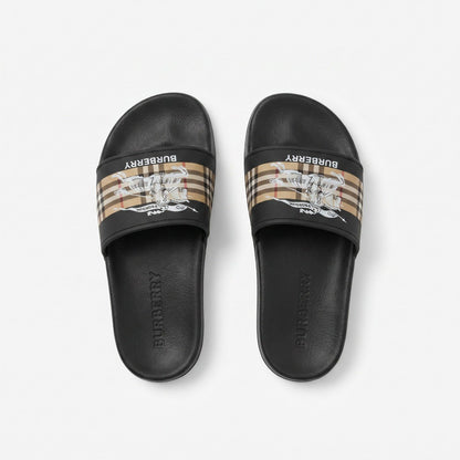 ✨ Burberry Vintage Check Logo Slide Sandals – Luxury Men's Casual Slides