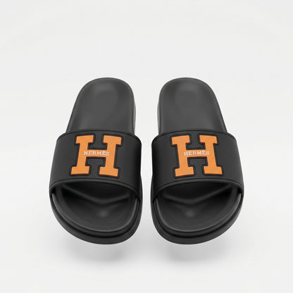 🖤🧡 Hermès H Logo Slide Sandals – Premium Men's Luxury Slides