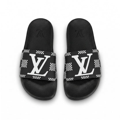 🖤🤍 Louis Vuitton Damier Logo Slide Sandals | Premium Designer Comfort 👣
