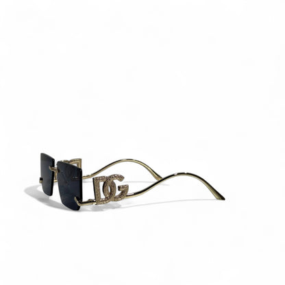 👑 Dolce & Gabbana Rimless Sunglasses – Square Lenses with Gold DG Logo ✨🕶️
