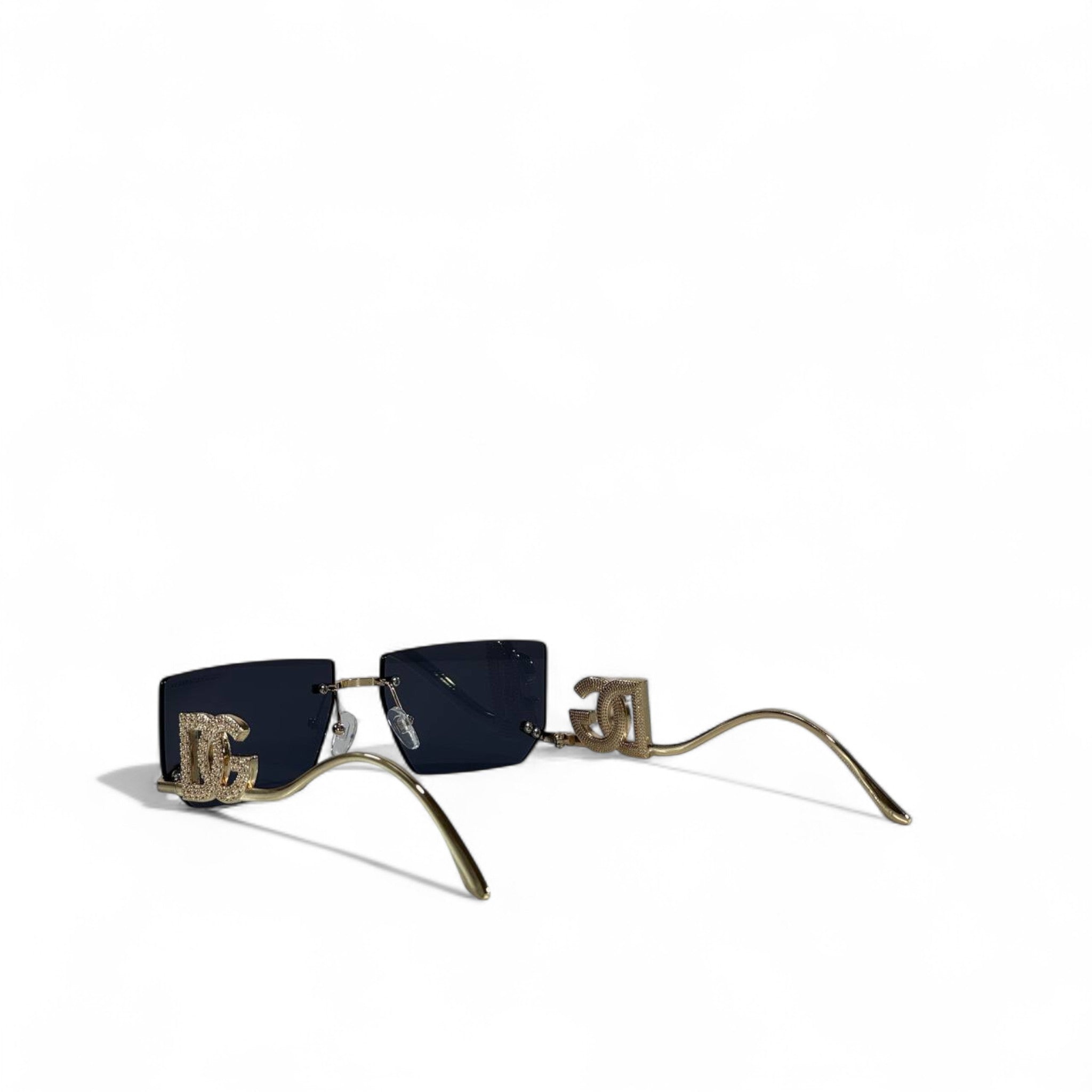 👑 Dolce & Gabbana Rimless Sunglasses – Square Lenses with Gold DG Logo ✨🕶️
