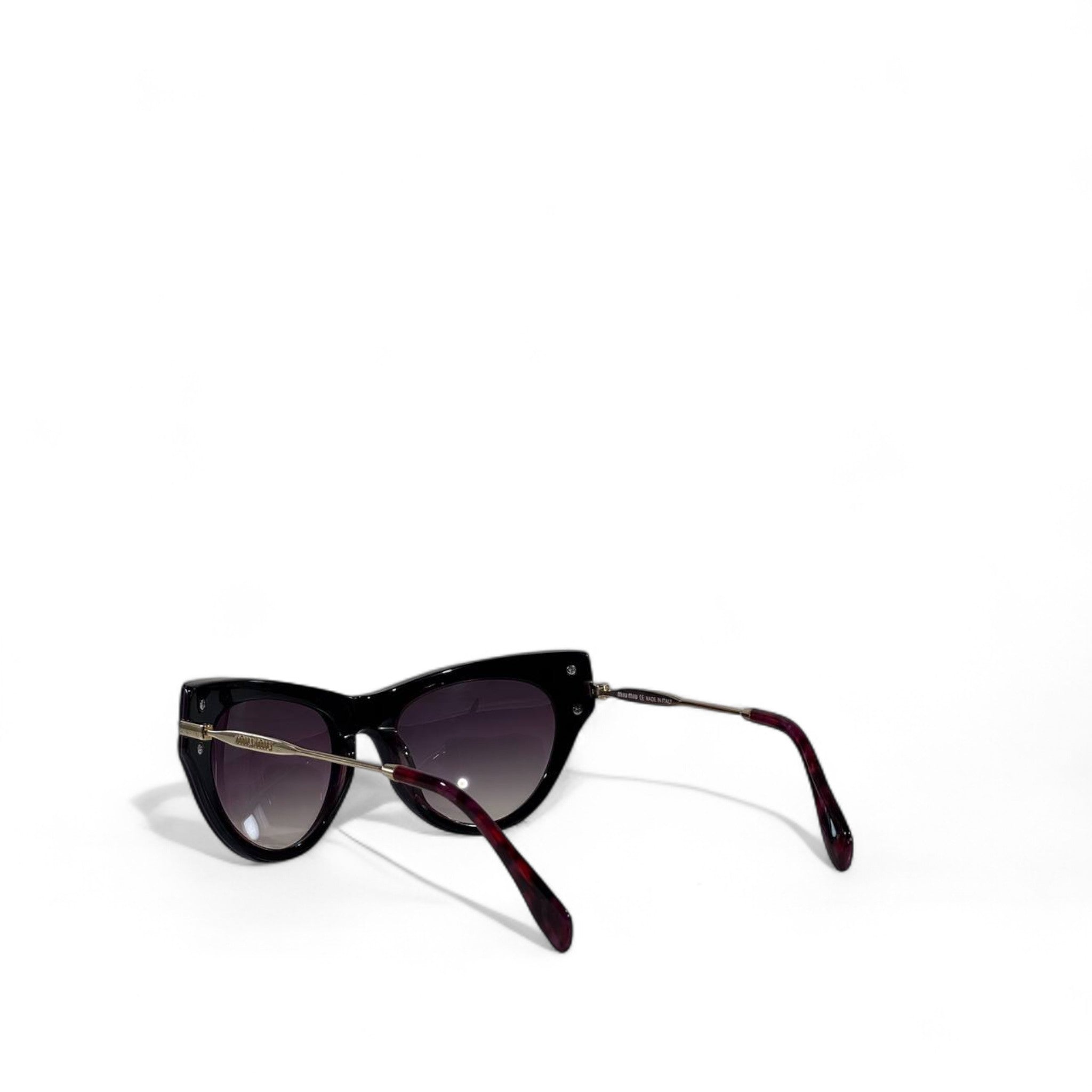 ✨ Miu Miu Cat-Eye Sunglasses – Dark Purple Frame with Gold Crystal Detailing 👑💎