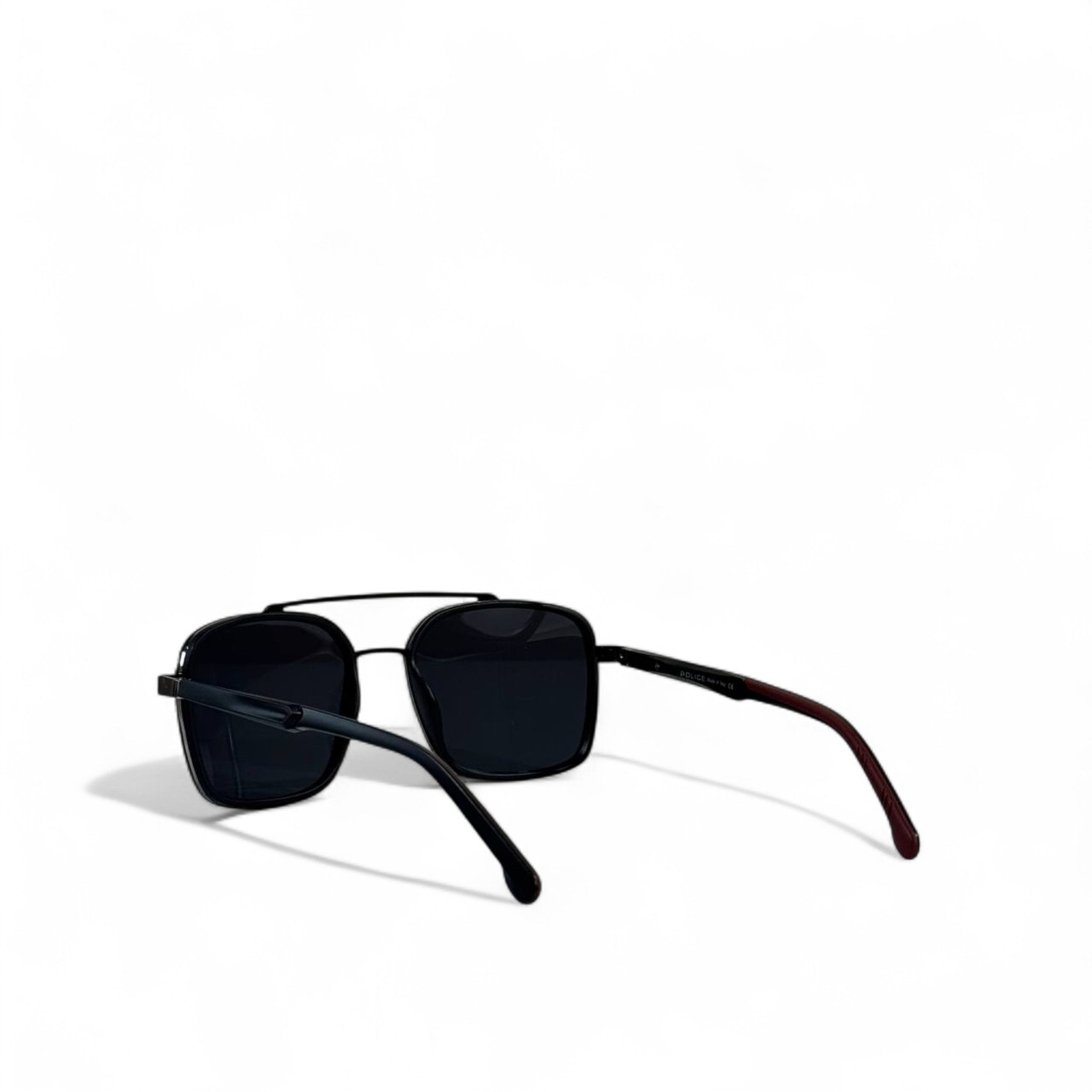 🕶️ Police Sunglasses – Black Square Aviator Frame with Dark Lenses ✨