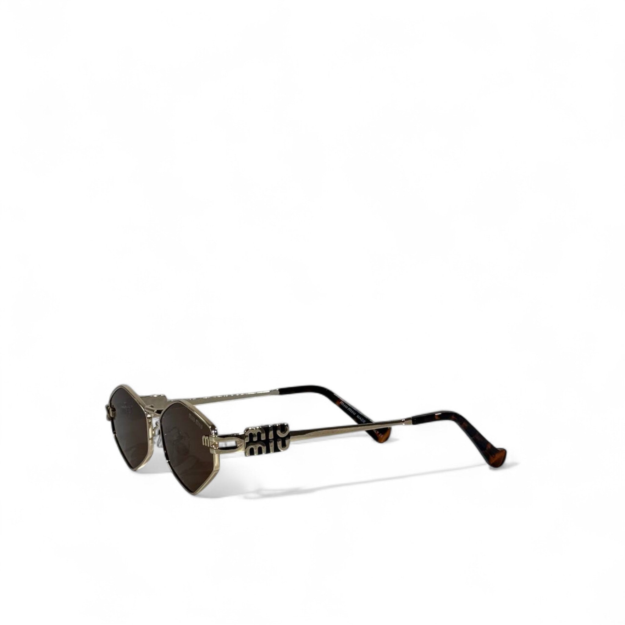 ✨ Miu Miu Sunglasses – Geometric Hexagonal Frame with Gold Detailing 🕶️👑