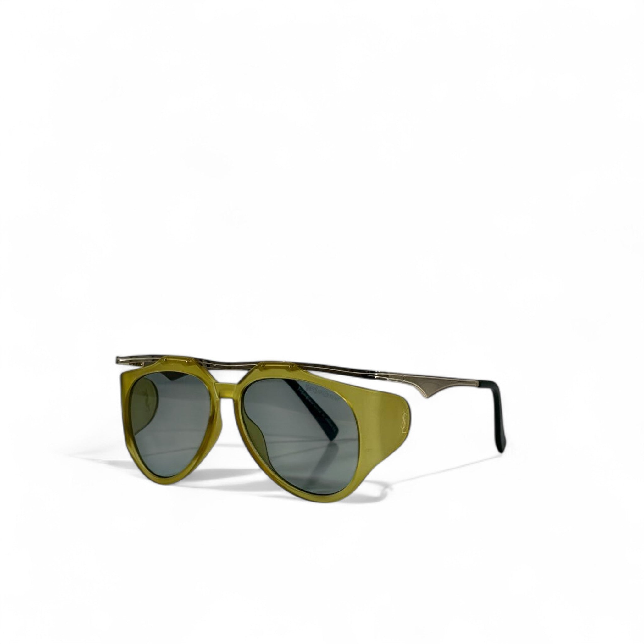 YSL Aviator Sunglasses – Green Frame with Silver Accents 💚✨
