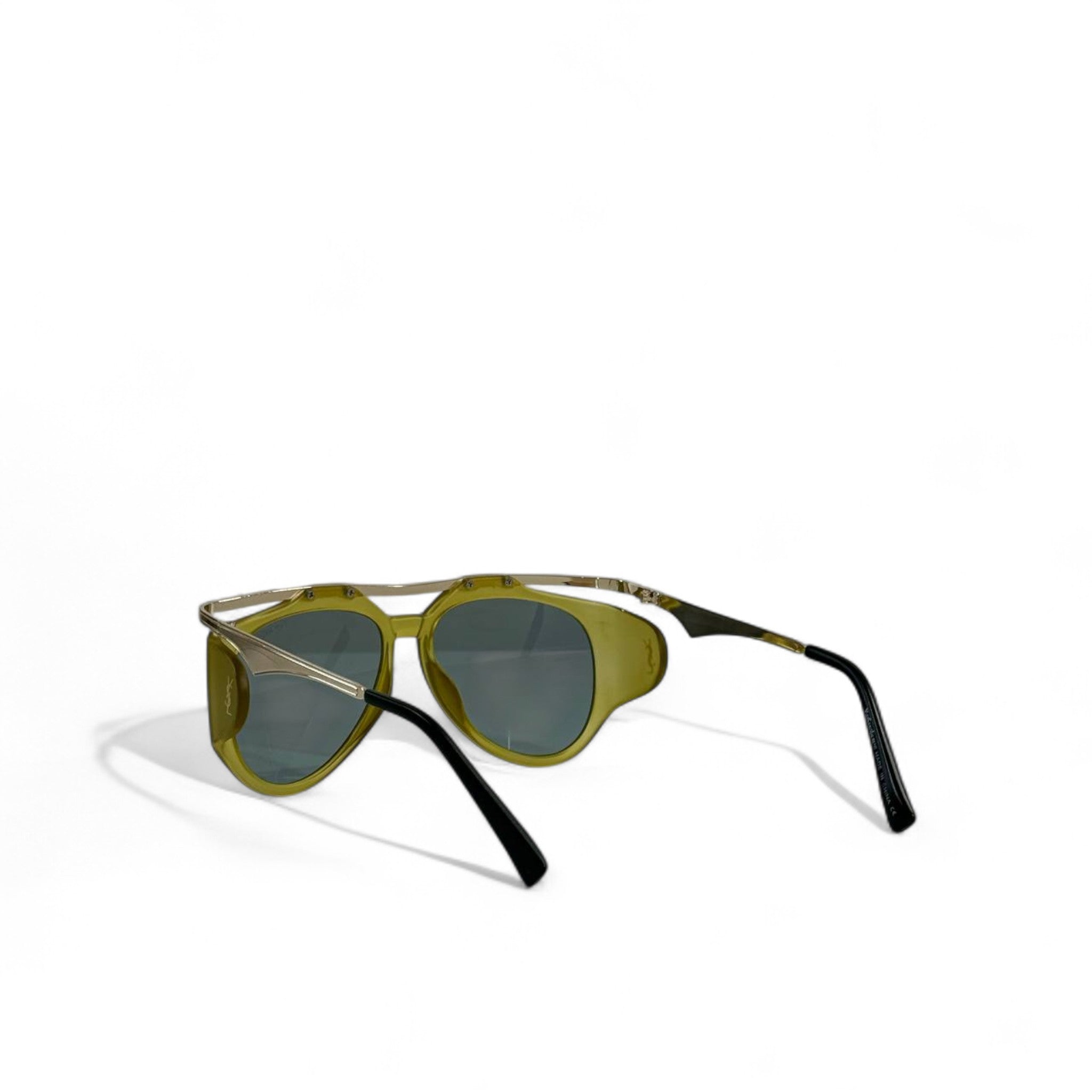 YSL Aviator Sunglasses – Green Frame with Silver Accents 💚✨