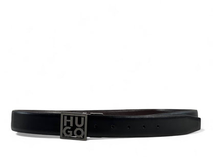 Hugo Boss Black Leather Belt with Logo Buckle – 115CM 🖤✨