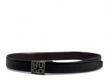 Hugo Boss Black Leather Belt with Logo Buckle – 115CM 🖤✨