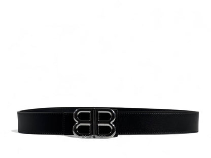 Balenciaga Black Leather Belt with BB Logo Buckle – 115CM 🖤✨