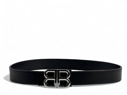 Balenciaga Black Leather Belt with BB Logo Buckle – 115CM 🖤✨