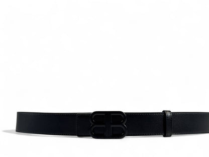 Balenciaga Black Leather Belt with All-Black BB Logo – 120CM 🖤🔥