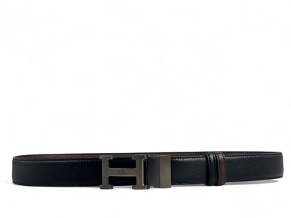 Hermès Black Leather Belt with Gunmetal H Buckle – 110CM ⚫✨