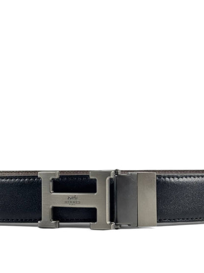Hermès Black Leather Belt with Gunmetal H Buckle – 110CM ⚫✨