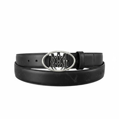 🖤✨ AMIRI Signature Leather Belt – Silver Logo Buckle | Luxury Edition