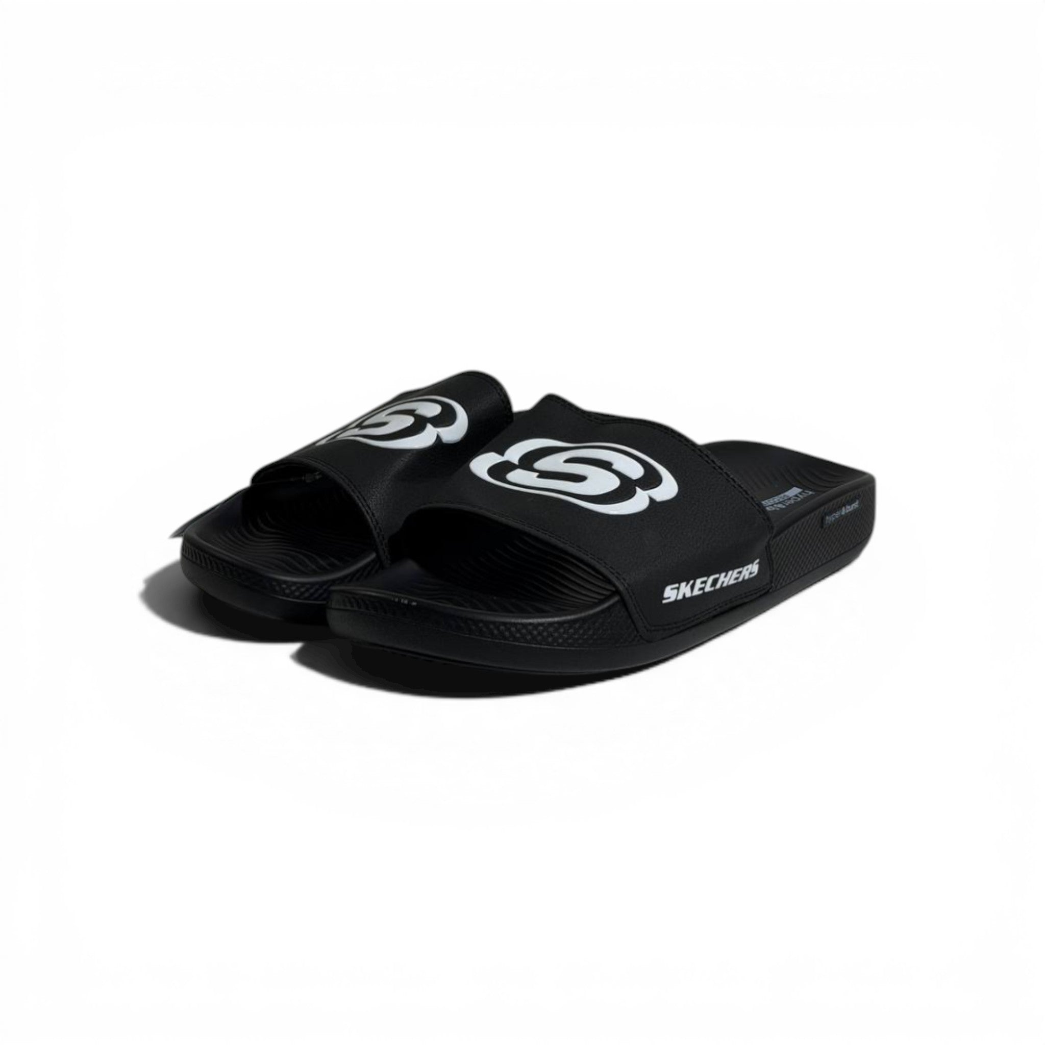 🖤⚡ Skechers Logo Comfort Slides – Black Signature Slides | Everyday Wear