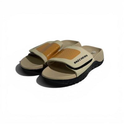 🤍✨ Skechers Comfort Slides – Beige & Tan Edition | Everyday Style & Cushioning