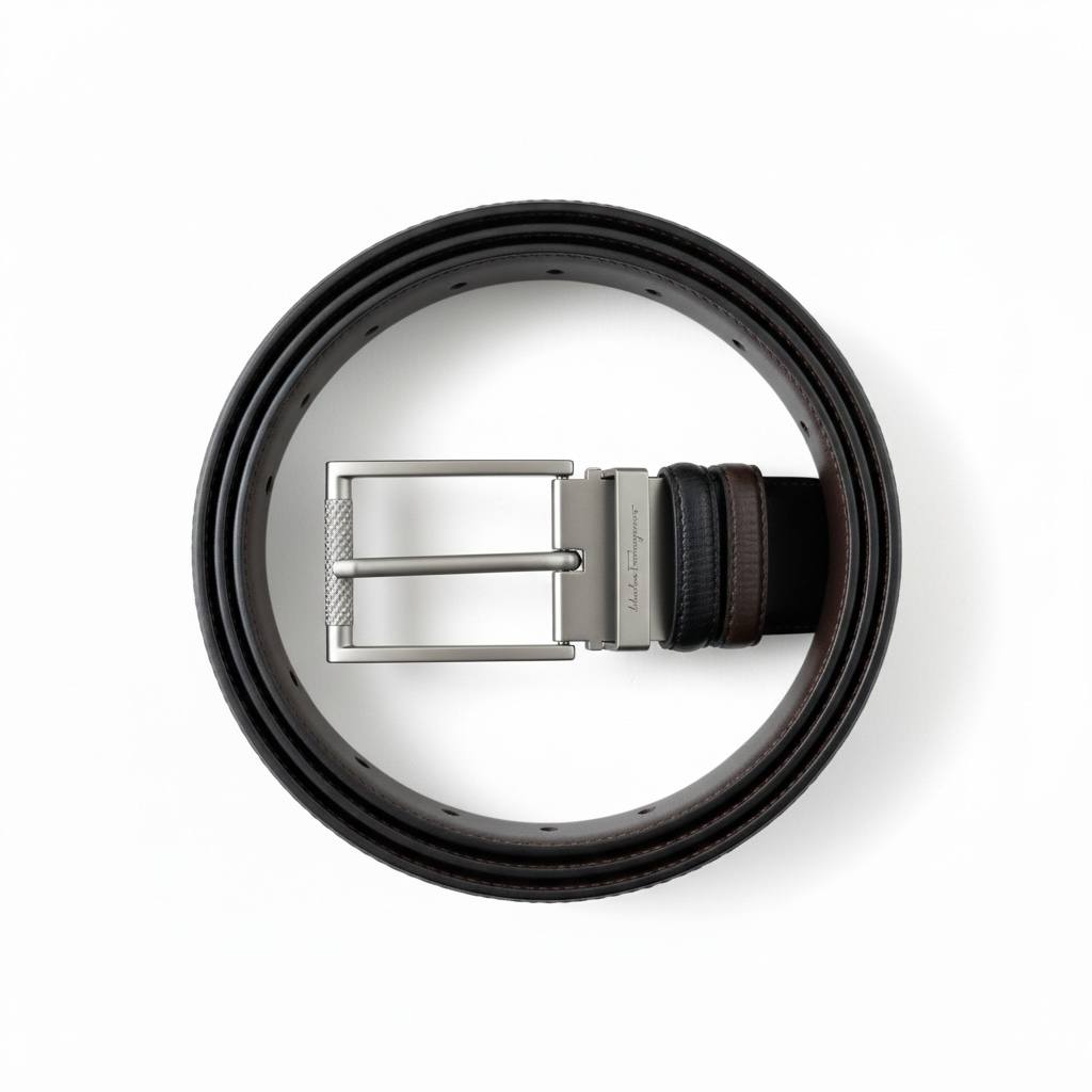 🖤✨ Ferragamo Reversible Leather Belt – Black & Brown | 120CM Elegant Classic