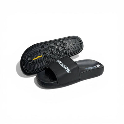 🖤⚡ Skechers Hyper Burst Slides – Black Logo Edition | Ultimate Comfort & Style