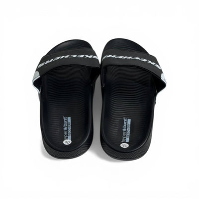 🖤⚡ Skechers Hyper Burst Slides – Black Logo Edition | Ultimate Comfort & Style