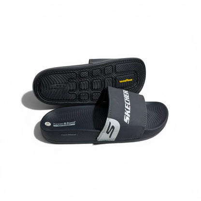 ⚫⚡ Skechers Hyper Burst Slides – Dark Grey Edition | Sporty Comfort Everyday