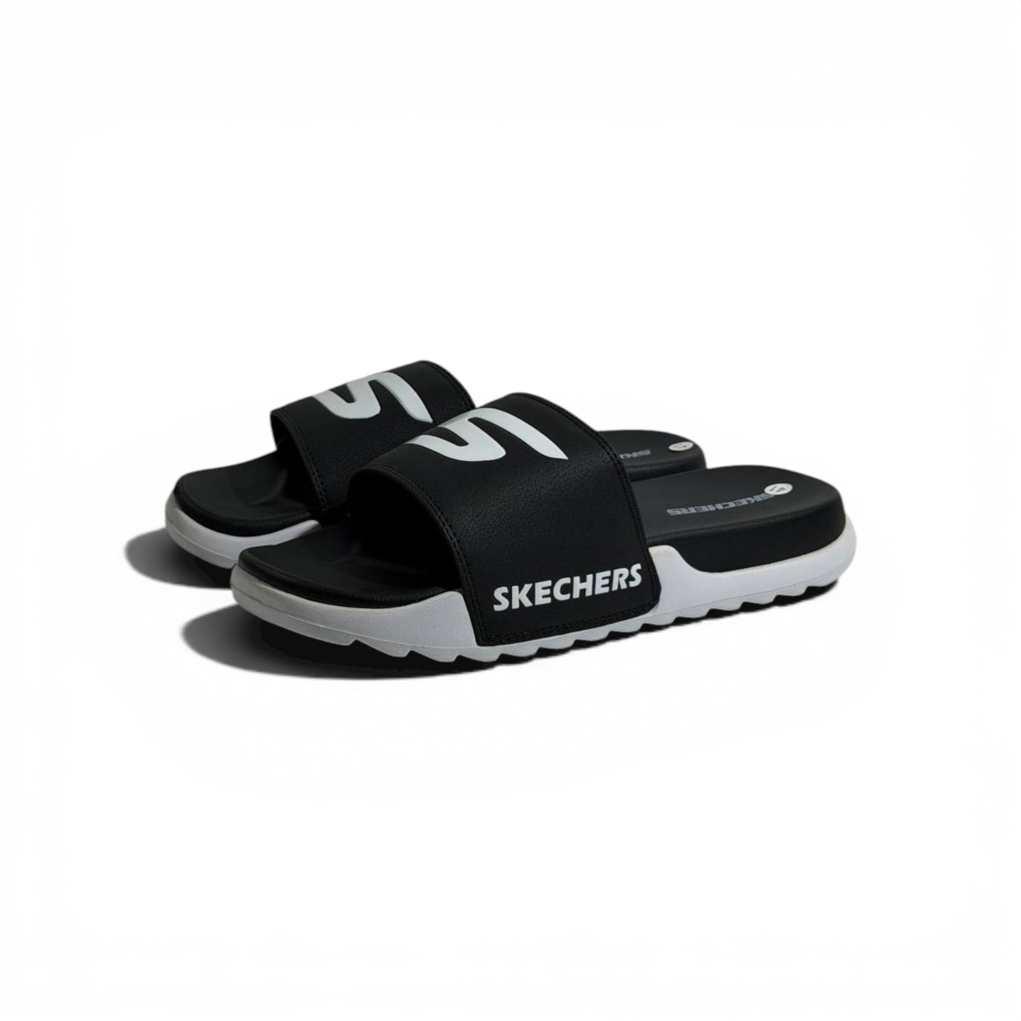 🖤🤍⚡ Skechers Sport Slides – Black & White Edition | Everyday Comfort & Style