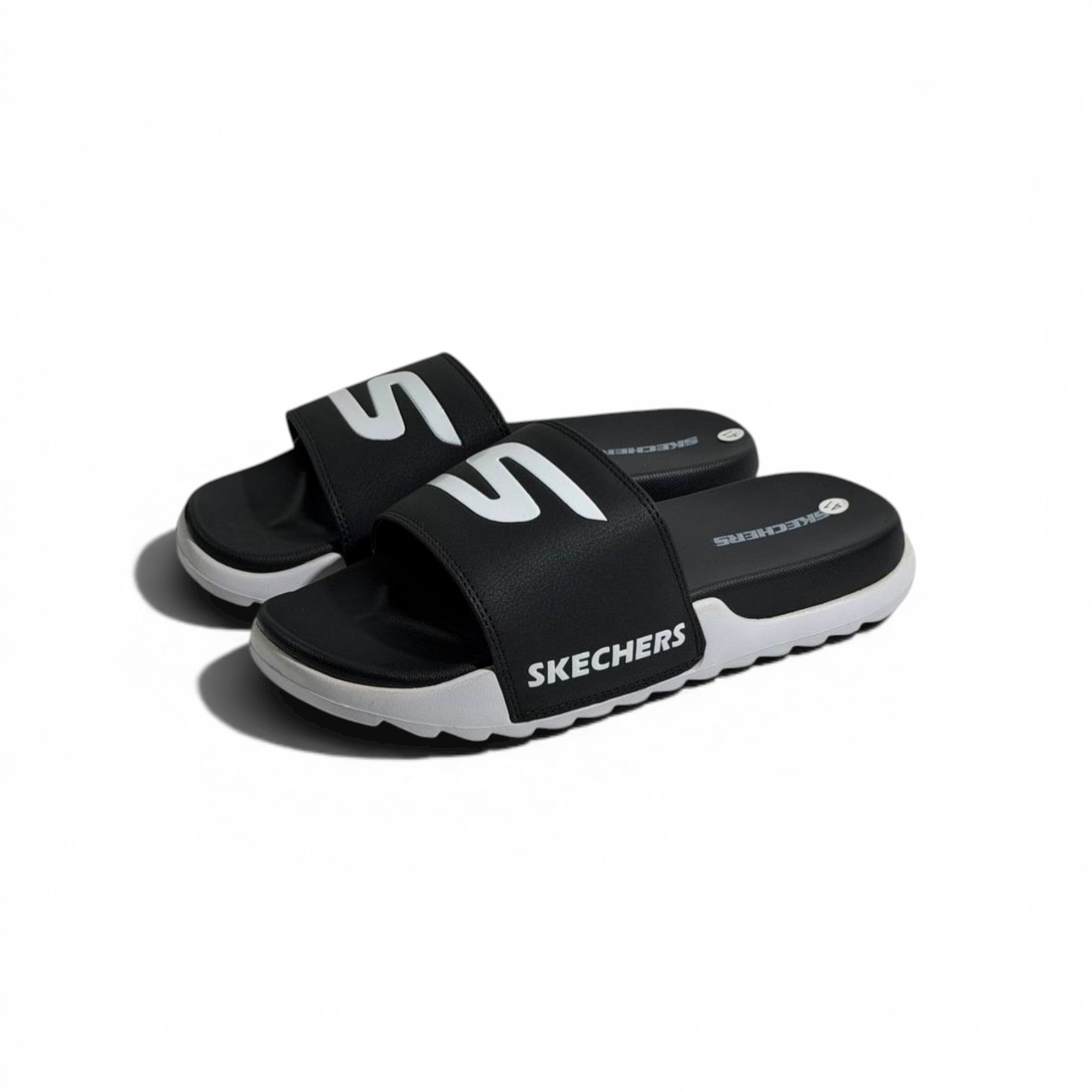 🖤🤍⚡ Skechers Sport Slides – Black & White Edition | Everyday Comfort & Style