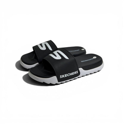 🖤🤍⚡ Skechers Sport Slides – Black & White Edition | Everyday Comfort & Style