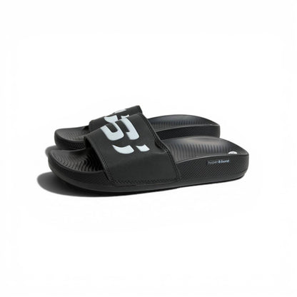 🖤⚡ Skechers Hyper Burst Slides – Black Bold Logo Edition | Ultra Comfort