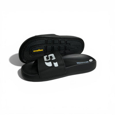 🖤⚡ Skechers Hyper Burst Slides – Black Bold Logo Edition | Ultra Comfort