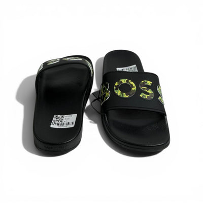 🖤🔥 BOSS Camouflage Logo Slides – Black Statement Street Style