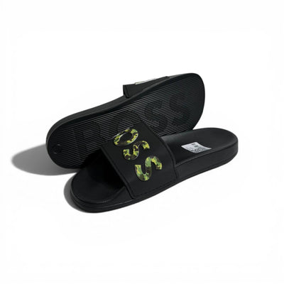 🖤🔥 BOSS Camouflage Logo Slides – Black Statement Street Style