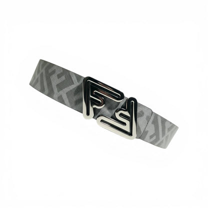 🩶✨ Fendi FF Monogram Belt – Grey Pattern with Iconic FF Buckle