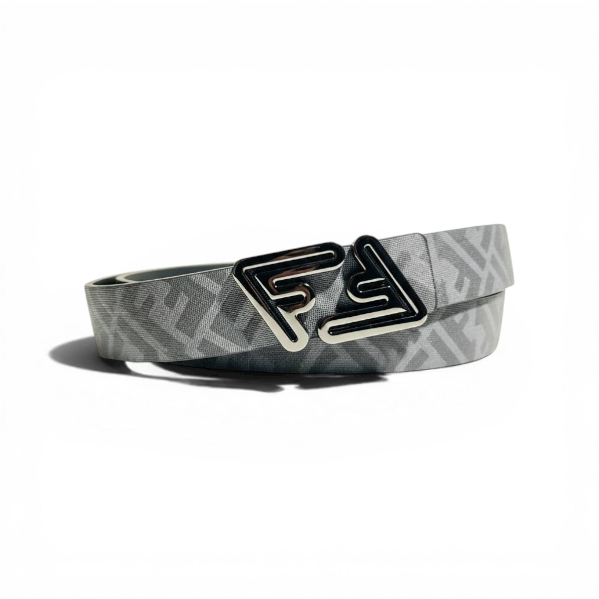 🩶✨ Fendi FF Monogram Belt – Grey Pattern with Iconic FF Buckle