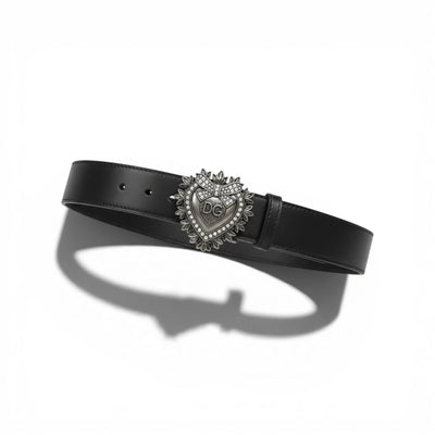 🖤✨ Dolce & Gabbana Heart Crystal Belt – Silver DG Buckle |