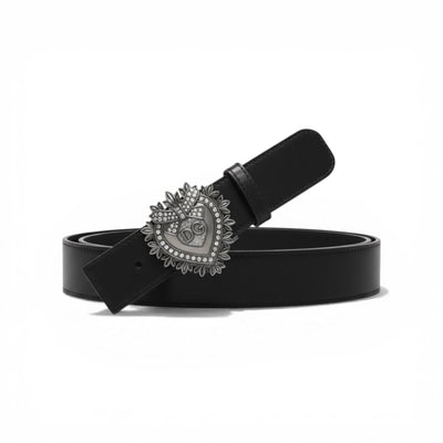 🖤✨ Dolce & Gabbana Heart Crystal Belt – Silver DG Buckle |