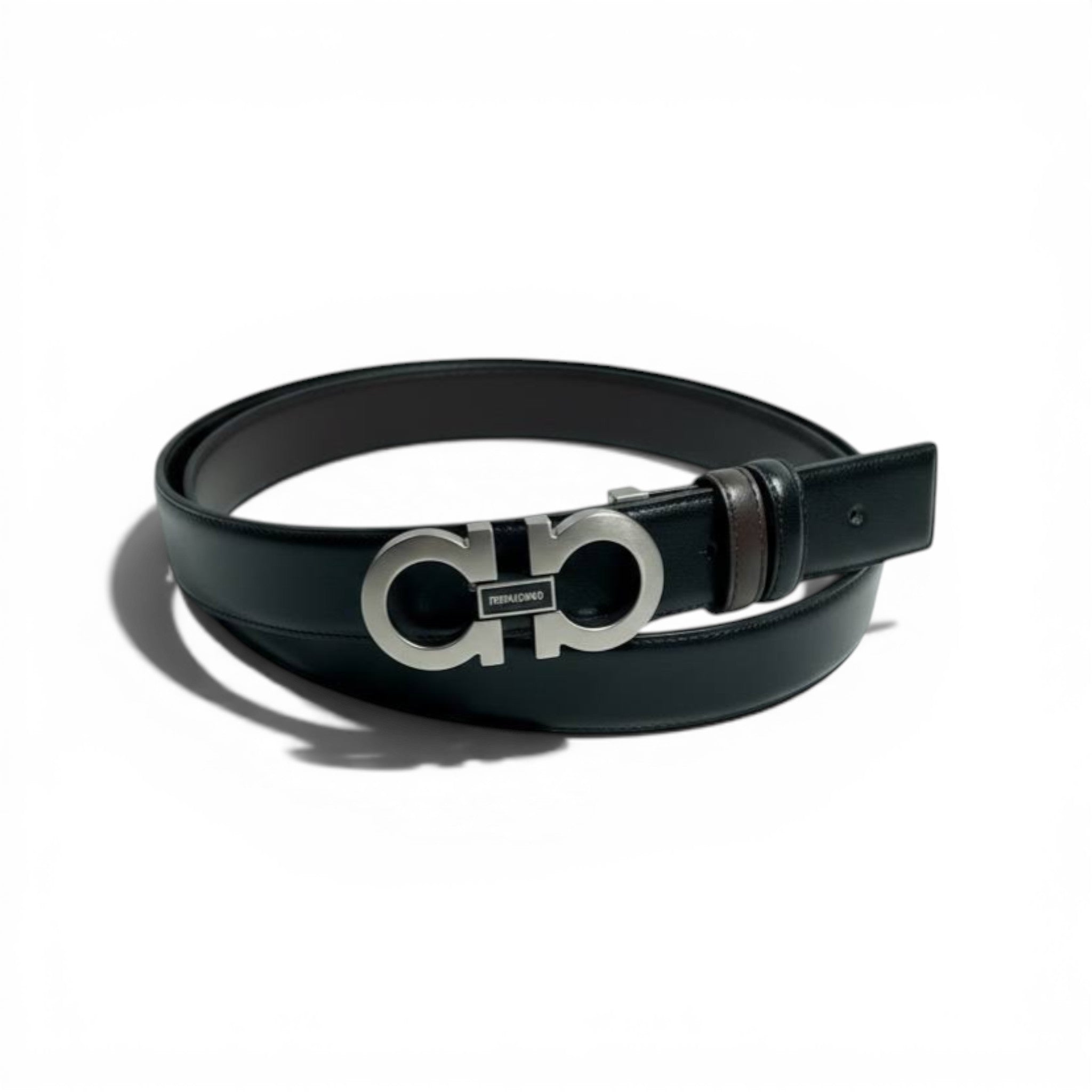 🖤✨ Salvatore Ferragamo Double Gancini Belt – Silver Buckle |