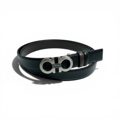🖤✨ Salvatore Ferragamo Double Gancini Belt – Silver Buckle |