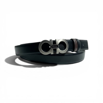 🖤✨ Salvatore Ferragamo Double Gancini Belt – Silver Buckle |