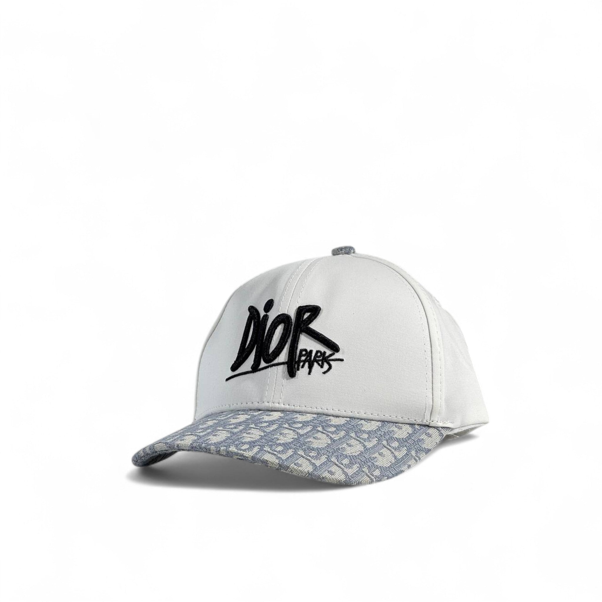 Dior White Graffiti Logo Cap – Monogram Brim Luxury Streetwear 🧢⚪