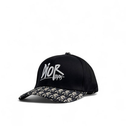Dior Black Graffiti Logo Cap – Monogram Brim Luxury Streetwear 🧢🖤